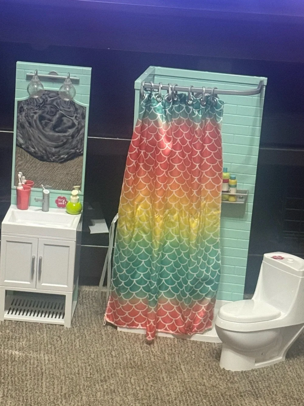 Multicolor Mermaid Scale Shower Curtain - Vibrant Rainbow Bath Accent